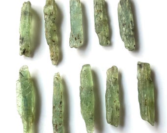 10 Pieces~Natural Green Kyanite Sticks, Kyanite Rough Stone, 24-32MM, Kyanite Wholesale Raw Lot, Kyanite Rough Stick, For Jewelry