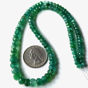 Natural Zambian Transculent Emerald Beads Necklace, 5/6 MM, Emerald Faceted Rondelle Beads, Emerald Beaded Necklace, May Birthstone Gift