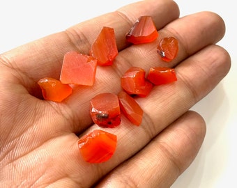 AAA + Natürliche Rohe Karneol Rohedelsteine 10 Stück LOT Orange Karneol Roh, 9-12 MM Heilung Kristalle April Geburtsstein