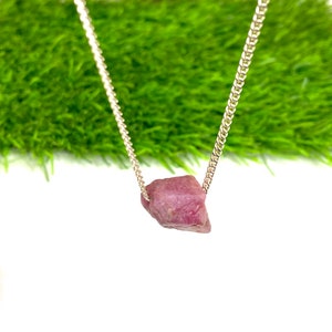 Genuine Pink Ruby crystal necklace Sterling silver Stone Size 15 MM July birthstone, Stone of Success, gift For Lover image 5