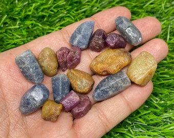 Big Natural Multi Sapphire Raw Crysal, Natural Gemstones Rough from Africa Untreated, Mix Multi Color Sapphire Rough for Jewelry Making