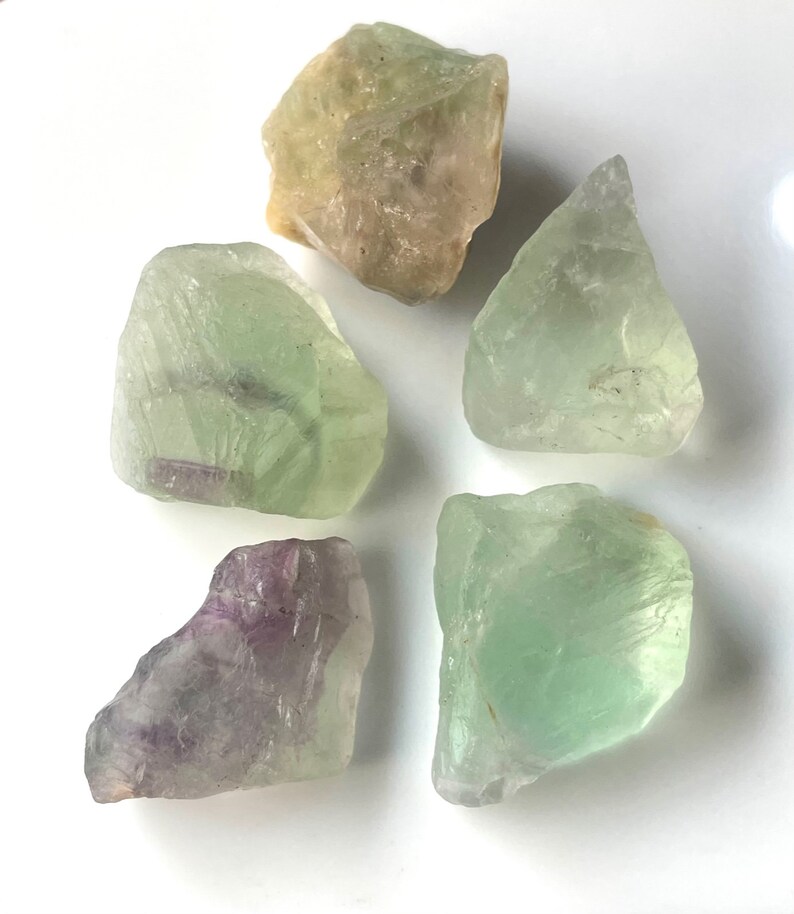 5 PCS Fluorite Rough Gemstone, 20-30 MM, Raw Fluorite Rough Gemstone, Raw Fluorite Stone, For Jewelry Making etc image 4