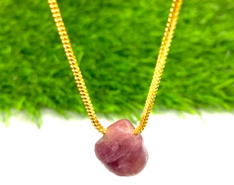 Natural Red Ruby crystal necklace Gold Filled - July birthstone, Stone of Success, gift For Lover Stone Size 20 MM