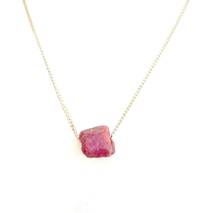 Genuine Pink Ruby crystal necklace Sterling silver Stone Size 15 MM July birthstone, Stone of Success, gift For Lover image 3