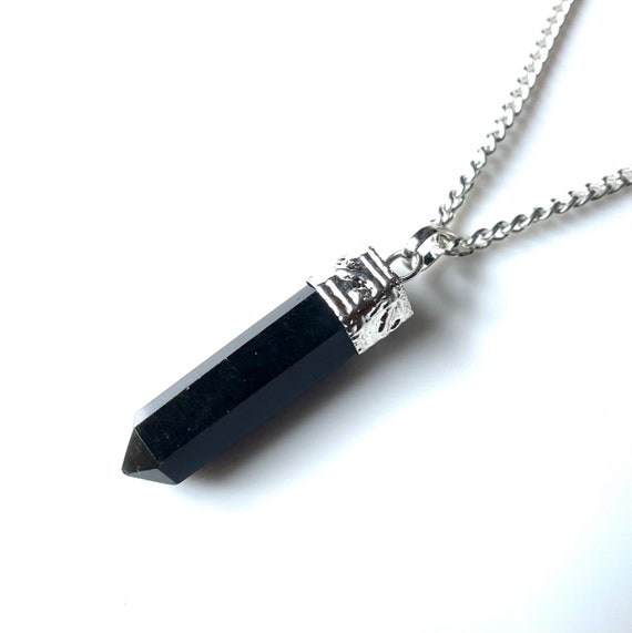Energy Gem Necklace ブラック Natural Black Spinel Crystal Pendant Necklace925 Silver Crystal