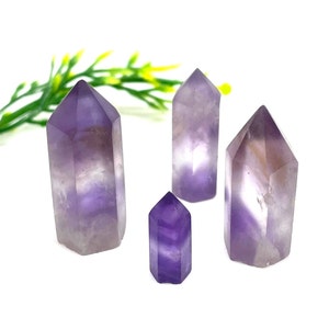 Natural amethyst crystal obelisk wand point healing crystal tower, amethyst crystal pencil, healing crystal tower, february birthstone,