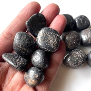 Hematite Tumbled Stone - Healing Crystal Stone - Tumbled Hematite Crystal - Polished Silver Hematite Gemstone - Grounding Healing Crystal