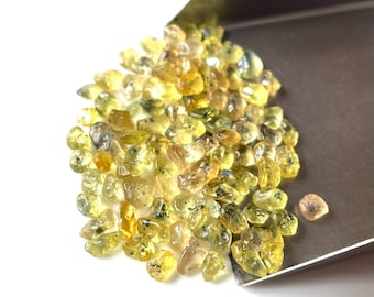 100 piezas de zafiro amarillo en bruto sin tratar, 3-4 mm, zafiro amarillo de Sri Lanka, piedra preciosa en bruto, regalo para ella