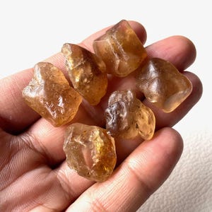 6 Pcs-Natural Imperial Topaz Rough Crystal, Size-20-25 MM, Natural Imperial Topaz Rough Gemstone, Healing Crystal Stone, Raw Materials