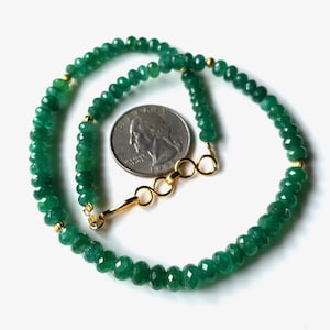 18 Inchs-AAA+Natural Zambian Emerald Beads Necklace, 5-6 MM, Emerald Faceted Rondelle Beads, Emerald Beaded Necklace, May Birthstone Gift