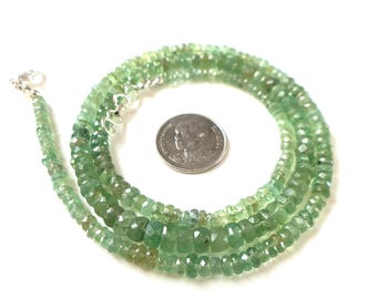 18 Inch Green Kyanite Bead Necklace, 5/6 MM Faceted Rondelle, Natural Gemstone Jewelry