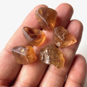 5 Pcs-Raw Imperial Topaz Raw, Size-15-18 MM, Topaz Rough Stone, Raw Healing Crystal, Raw Material, For Jewelry Making etc