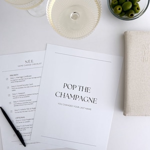 Kit de cambio de nombre para novias / Lista de verificación, formularios necesarios, franqueo / Elegante y minimalista / Regalo de bodas