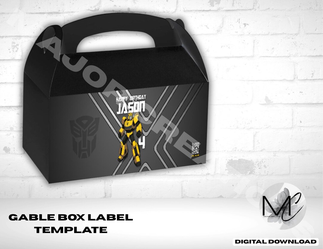 Transformers | Gable Box Labels Template | Party Favors | DIGITAL ...