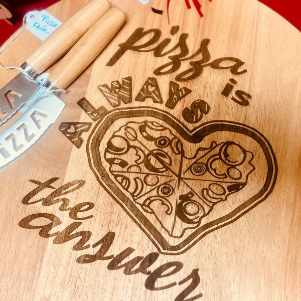 Custom Engraved Pizza Board / Pizza Server & Cutters