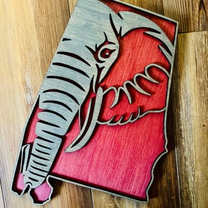 Bama State Alabama Shaped Elephant Wall Hanging