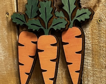 Hand-painted Hanging Wood Carrot Door Dangles for Easter or Garden