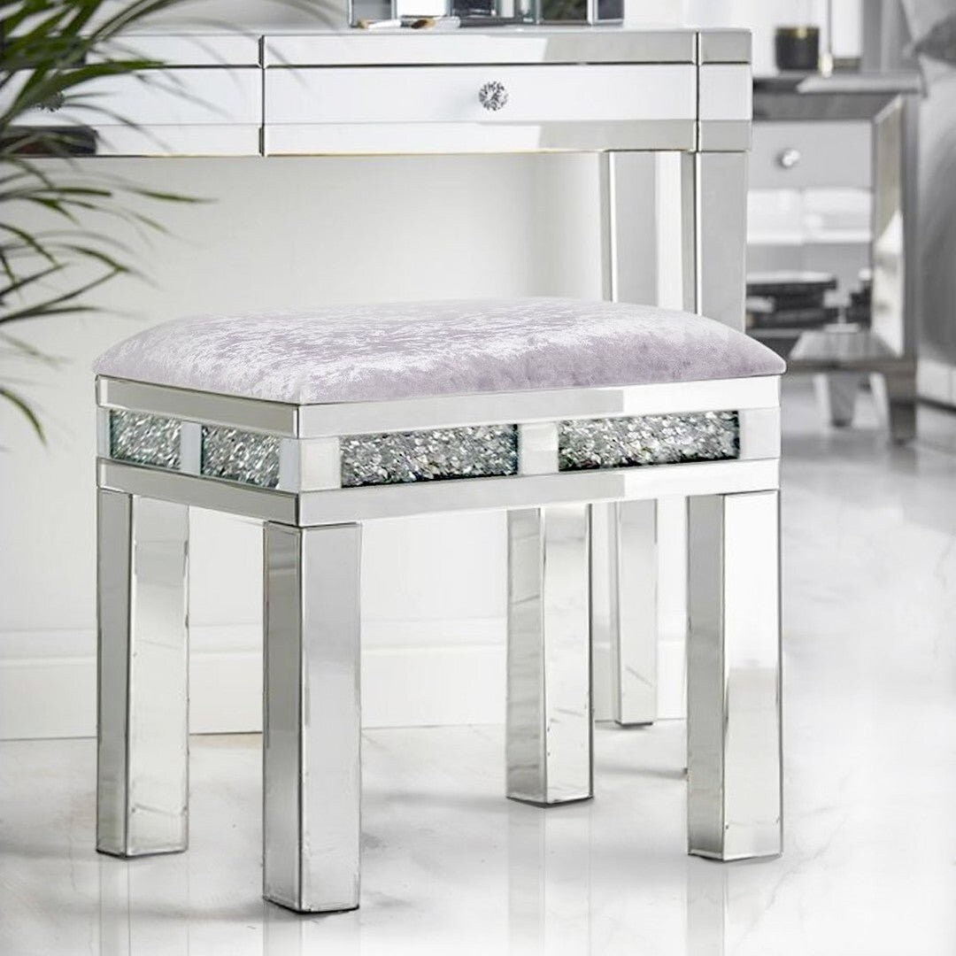 Crushed Crystal Mirrored Dressing Table Stool Etsy
