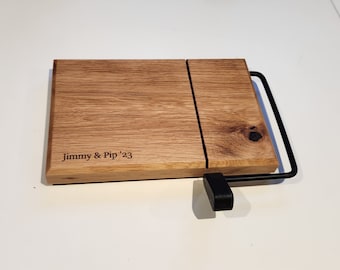 Handmade Solid oak wire cheese slicer cutting board