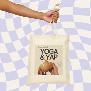 Cotton Canvas Tote Bag, Yoga & Yap Fitness Bag, Funny Girls Workout Tote, Gym Carryall, Exercise Tote, Eco-Friendly Shopping Bag
