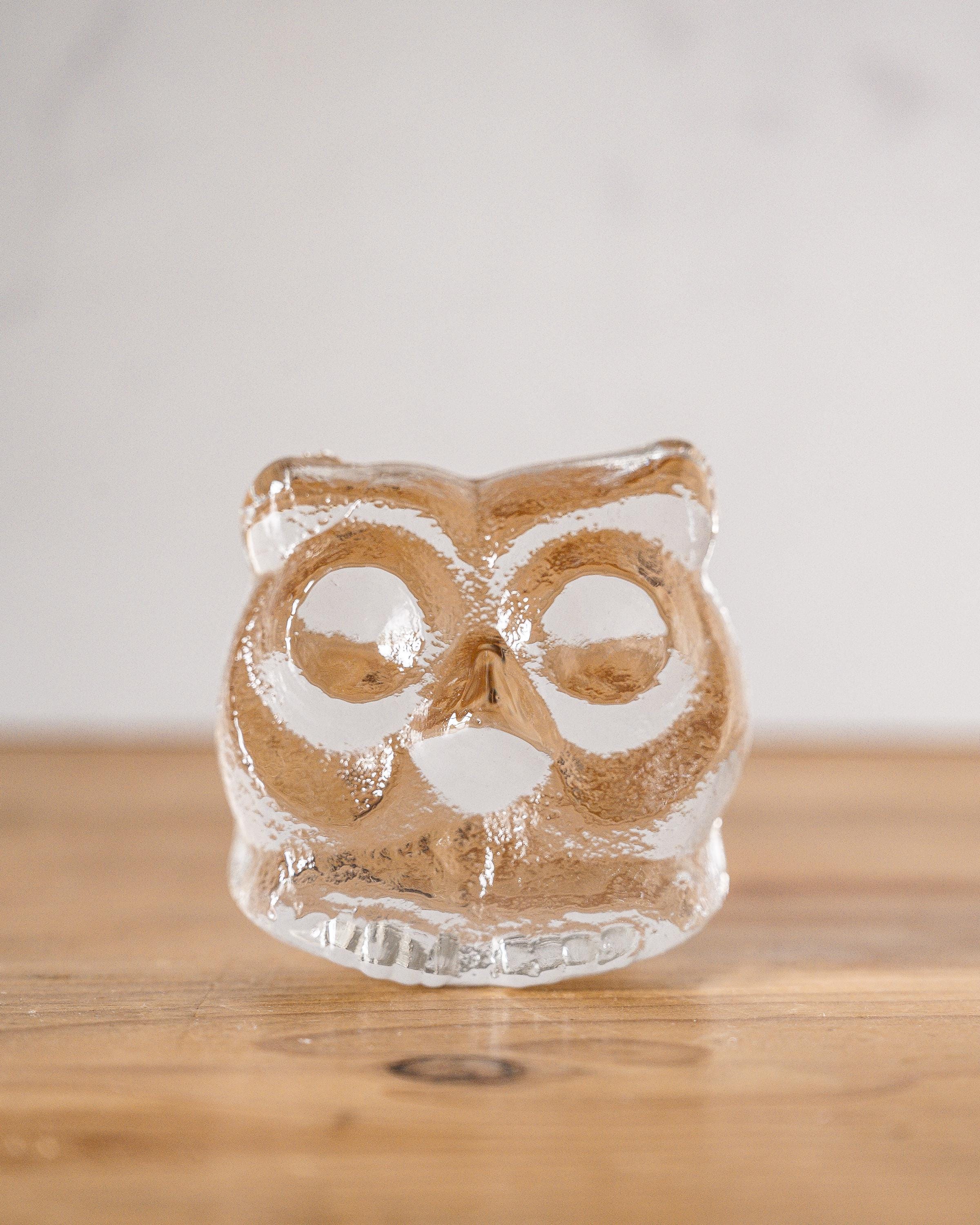 Lars Hellsten paper weight presse papier owl uil van kristal glas