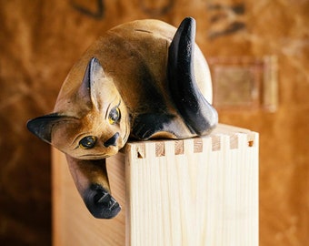 Vintage shelf sitter wooden cat