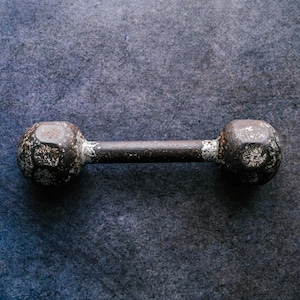 Antique cast iron weight, French dumbbell.