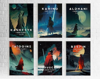 Cartel de Star Wars Planet, carteles de Star Wars Galaxy, carteles de atracción de Star Wars Planet, regalo de Star Wars, descarga instantánea Eps-Psd-Svg-Png-Jpg