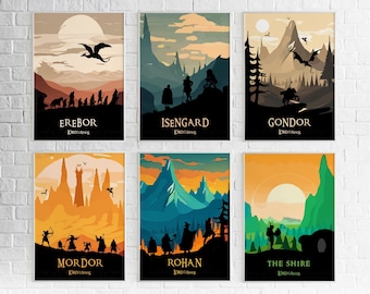Conjuntos de viaje de El Señor de los Anillos, Arte LOTR vintage, Arte de pared de El Señor de los Anillos, Cartel de El Señor de los Anillos, Descarga instantánea Eps-Psd-Svg-Png-Jpg