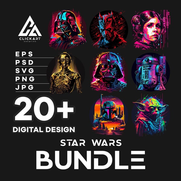 Star Wars-Svg-Bundle, Yoda, Darth Vader, Darth Vader, Star Wars-Charaktere, Star Wars Cut-Dateien, Instant Download Eps-Psd-Svg-Png-Jpg