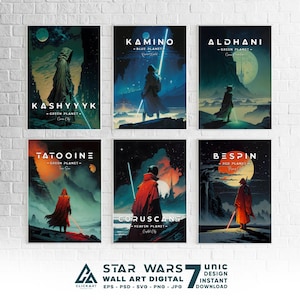 Star Wars Planet Poster, Star Wars Galaxy Posters, Star Wars Planet Attraction Posters, Star Wars Gift, Instant Download Eps-Psd-Svg-Png-Jpg