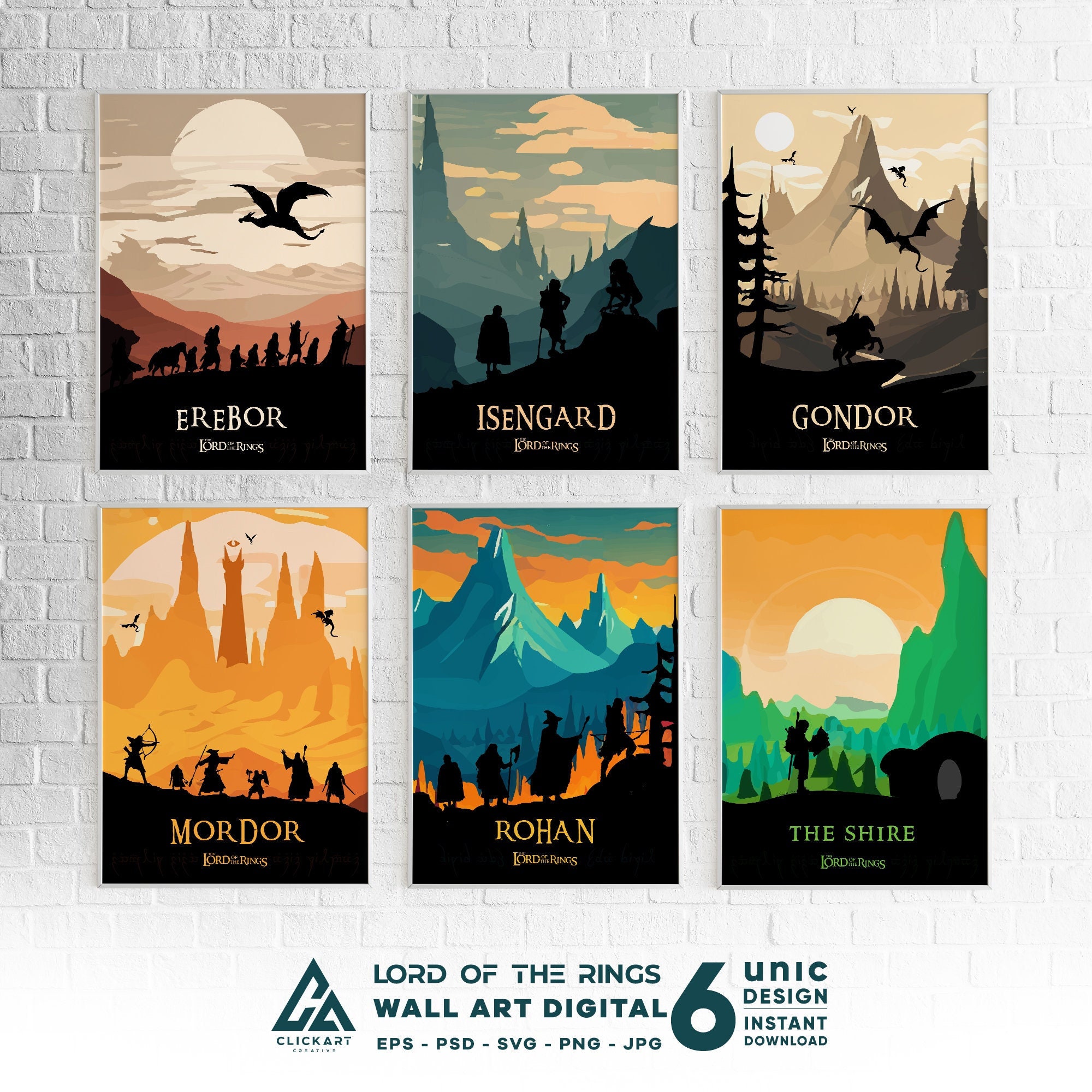 Lord of the Rings Travel Sets, Vintage LOTR Art, Lord of the Rings Wall