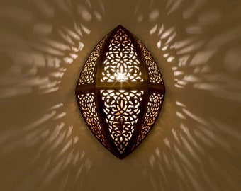 Moroccan Brass Wall Light Sconce - Brass Wall Lampshade - Brass Wall Sconce - Home Deco