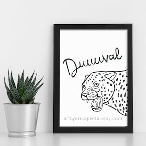 Duuuval Printable Wall Art | Jacksonville Jaguars | Football Art | Fan Art | Wall Decor | Black & White | Hand-Drawn | Digital Download
