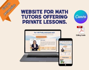 Plantilla web de Canva para tutores: consigue más estudiantes en línea fácilmente.