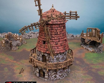Haunted Windmill | 1490 Doom | 4 Level Stacking Gothic Horror Terrain 15mm 28mm 32mm | D&D, Halloween Tabletop Scenery