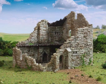 Ruined Norman Stone Manor | 28mm 32mm | Baron's War, SAGA, Frostgrave, D&D