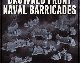 Drowned Front Barricades Terrain | 28mm & 32mm Tabletop Wargaming Scenery | Trench Warfare, Grimdark Future