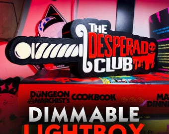 Dungeon Crawler Carl LED Lightbox | Desperado Club | Gamer Desk Sign LitRPG Bookshelf Lamp Decor