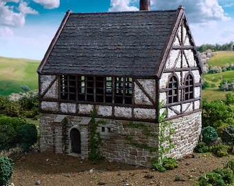 Wattle and Daub Stone Manor 28mm Terrain Bolt Action WWII Village D&D Tavern Building
