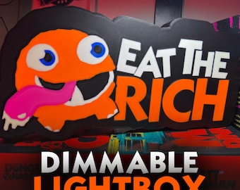 Dungeon Crawler Carl LED Lightbox | Eat The Rich | Gamer Desk Sign LitRPG Bookshelf | NO AI