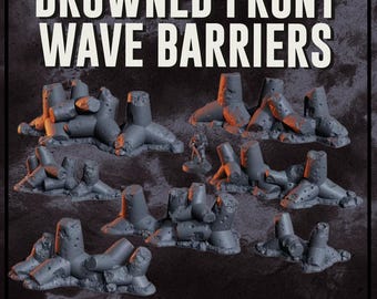 Drowned Front Wave Barriers Terrain | 28mm & 32mm Tabletop Wargaming Scenery | Trench Warfare, Grimdark Future