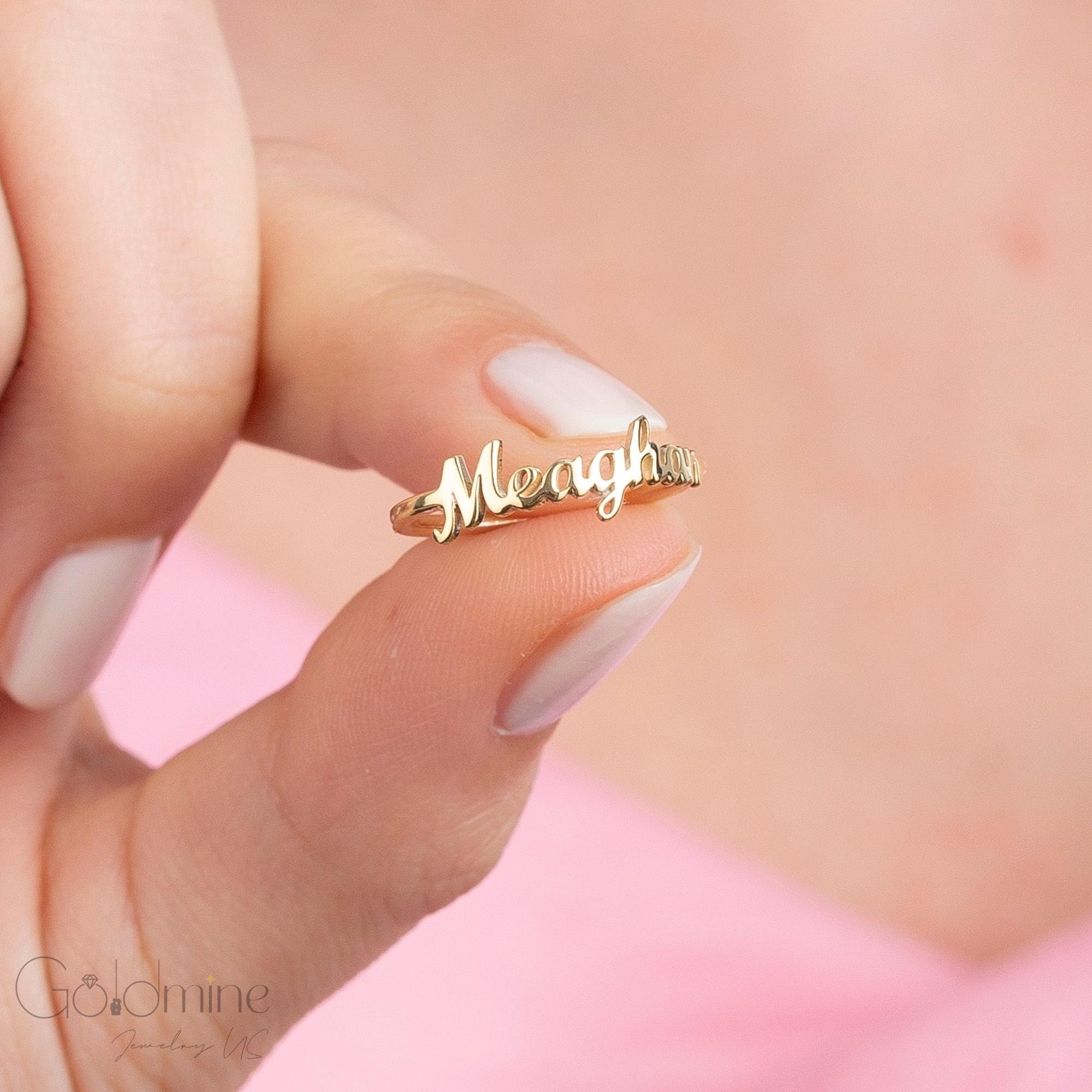 Custom Name Ring Personalized Name Ring Dainty Gold Etsy