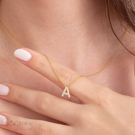 Mini initial necklace gold sale