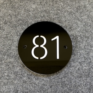 Circular house number plate, personalized house number plate, house plate, house number with 3D effect, plexiglass house plate