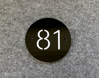 Circular house number plate, personalized house number plate, house plate, house number with 3D effect, plexiglass house plate
