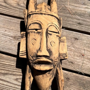 Original Vintage African Tribal Art Mask  Carved Wood Mask