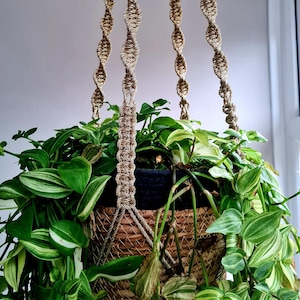 Grote gouden macramé plantenhanger • Metallic klosje, boho-decor