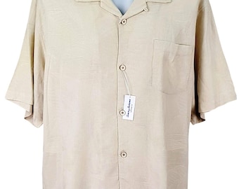 TOMMY BAHAMA Herren Seide / Viskose Light Beige S / S Hawaiihemd - 2XL - 54 "