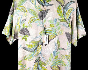 TOMMY BAHAMA Mens 100% Silk S/S Luxury Hawaiian Shirt - L - 50"